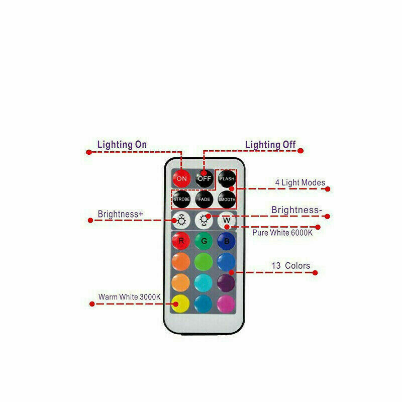 10Pcs Waterproof Remote Control Colored LED Light Boundary Accent EFX Set N6I9