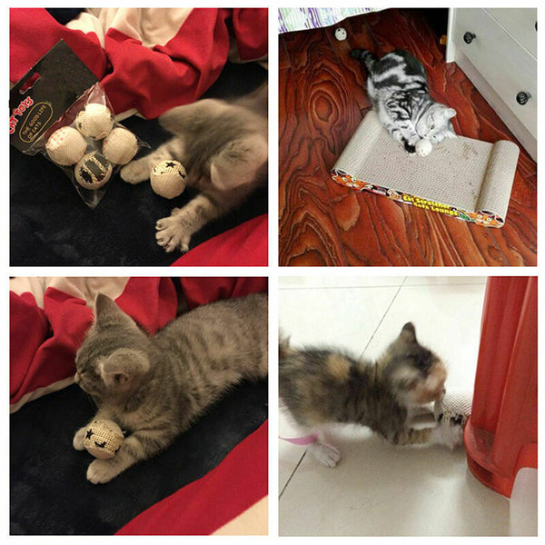 Kitten Cats Pet Soft Sisal Ball Teaser Play Chewing Rattle Catch Toys~. Scr R2V2