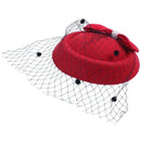 Women's Fascinators Hat Pillbox Hat Cocktail Party Hat with Dot Veil Bowkno