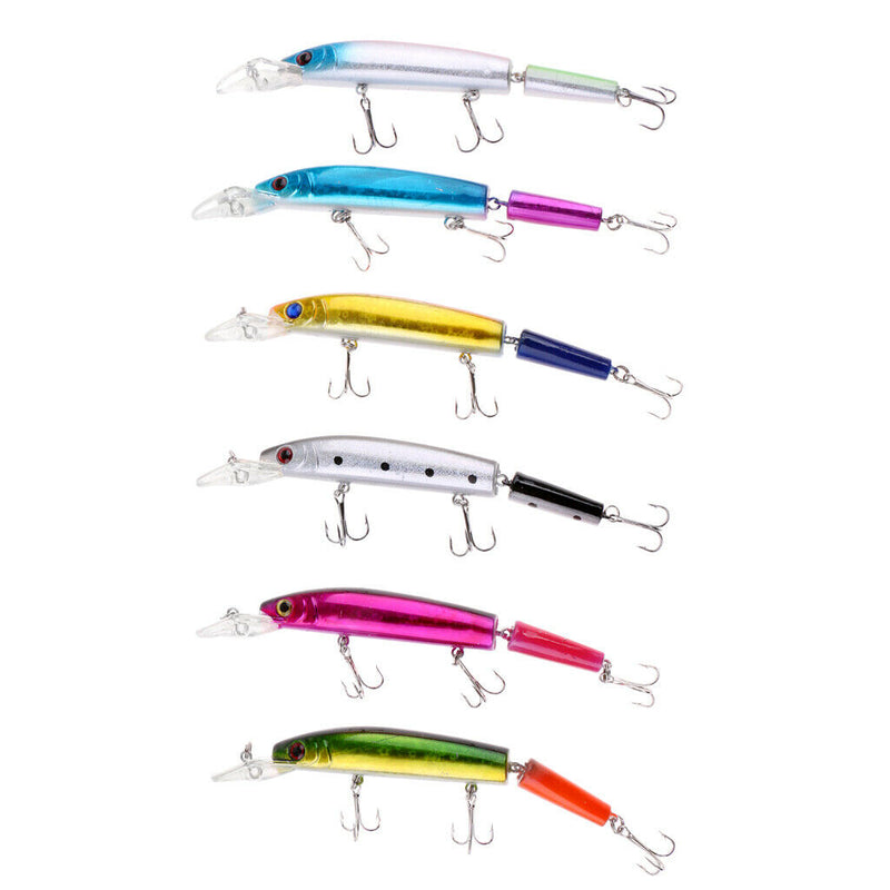 6Pcs Multi-Section Jointed Fishing Lure Minnow  Artificial   Baits