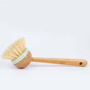 2 Pcs Dish Brush with Wooden Handle Durable Bristles Scraper Tip for Dishes