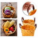 Creative hand-woven round hand-held fruit basket Bread basket wood basket p H4E9