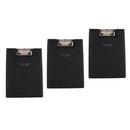 3 Pieces A5 Document Storage Clipboard Black PU Leather for Office Black