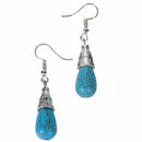 Amazing jewelry silvery tibetan green waterdrop rimous turquoise earrings f
