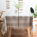 Rustic Checkered Table Cloth (55 Inch X70 Inch) - Cotton Linen Tablecloth F