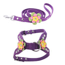 Pet Cat Dog Adjustable Harness Walking Lead Leash Chest Strap Deep Purple S