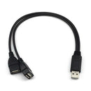 2.0 A Male To 2 Dual USB Female Jack Y Splitter Hub Power Cord Adapter Cable New