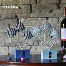 Handcrafted Wooden Nautical Fish Ornament Home Office Desktop Decor Blue