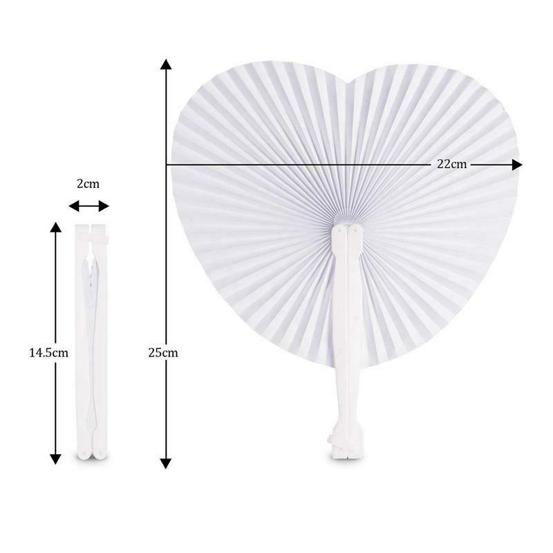 Set of 24 Handheld Fan Paper Folding Heart Shaped round fans for paper fans B9B4