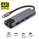 5 in 1 Type C Docking HUB Converter HDMI 2 USB 3.0 Gigabit LAN RJ45 Adapter