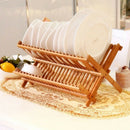 Folding Bamboo Dish Rack Drying Rack Holder Utensil Drainer Plate Storage H