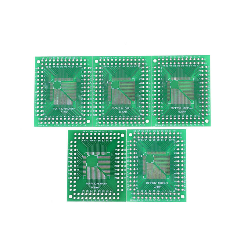 5pcs QFP/TQFP/LQFP/FQFP 32/44/64/80/100 to DIP Adapter PCB Board Converter Chic