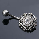 Rhinestone Crystal Flower Navel Belly Button Ring Barbell Piercing Body JR