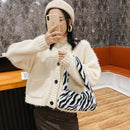 Animal Pattern Underarm Bag Women Mini Plush Shoulder Handbags Purse (4)