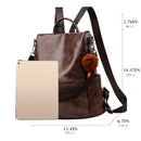 Women Backpack Purse Pu Leather Anti-Theft Casual Satchel Shoulder Bag For