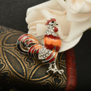 Retro Chinese Zodiac Cock Rooster Brooch Pins Crystal Animal Women Jewelry