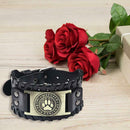 Punk Men Weave Bangle Wide Leather Adjustable Wolf Claw Bracelet (Bronze)