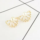 10 Pairs Geometric Hollow Flower Stud Earrings Rhinestone Women Ear Jewelry Set