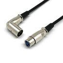 1ft Premium XLR Male to Female Right-Angle Microphone Audio Extension Cable
