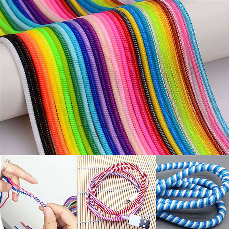 10 x Spring Protector Cover Cable Cord For Phones USB Data Sync Charging Cables