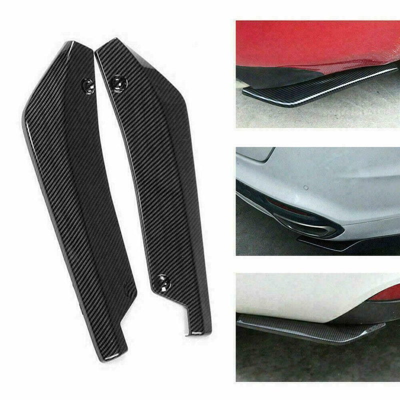1Pair Carbon Fiber Car Rear Bumper Lip Diffuser Fins Splitter Accessories M4S7