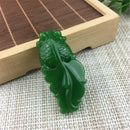 100% Natural Green jade pendants Necklace Amulet Lucky fish China Carving statue