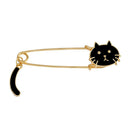 2pcs White Black Enamel Cat Brooch Pin Large Safety Pin Men Woman Jewelry