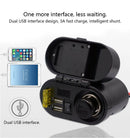 Motorcycle Waterproof Charger Power Socket 5V 3.1A Dual USB Outlet Switch C