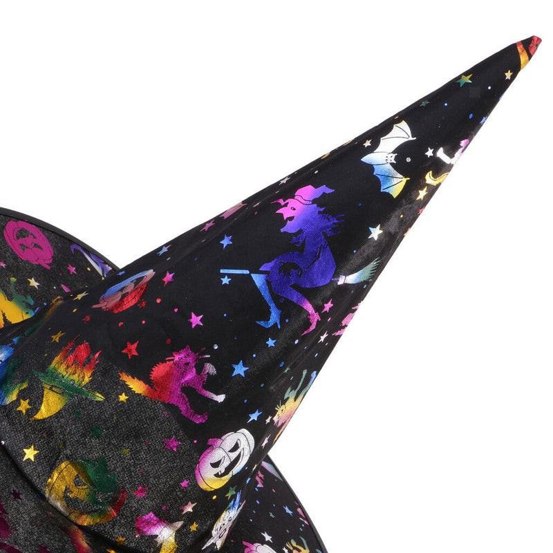 Satin Fabric Halloween Wizard Hat Witch Costume Hat for Boys & Girls