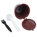 i cafilas 4pcs Dolce Gusto Plsatic Refillable Coffee Capsule with Spoon Bru