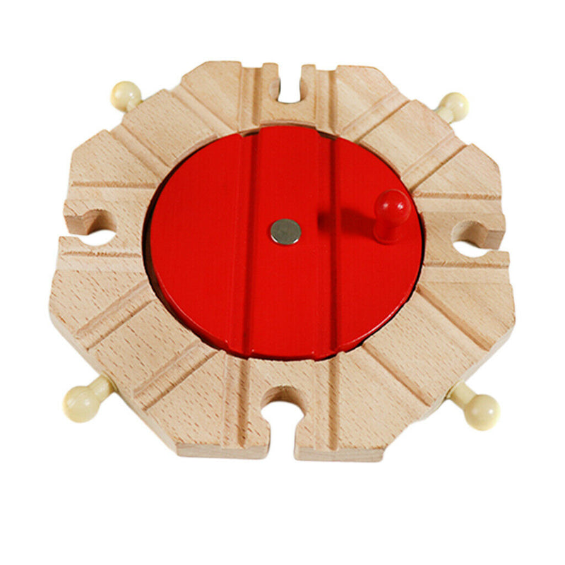 1x Wooden Train Track Turntable Accessories Fun Play Toys Gift Educational