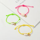 3Pcs Braided Leather Yellow&Green&Pink Bracelet For Women Natural Shell&Cla