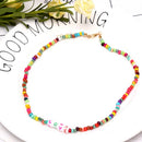 Boho Women Choker Letter Colorful Beads Chain Women Charm Necklace Jewelry GifJR