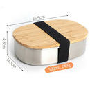 Stainless Steel Lunch Box with Wooden Lid Japanese Style Lunch Box Portable H8D8