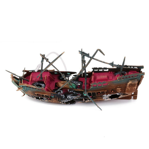 Wreck Sailing Boat Vessel Aquarium Air-operated Ornament Fish Tank Landscape