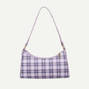 Fashion Plaid Women Handbag Korean PU Tote Underarm Shoulder Bag (Purple)