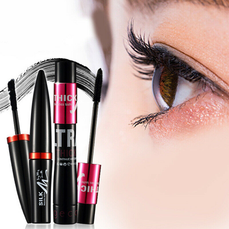 2PCS/Kitt 4D Mascara Waterproof Silk Fiber Volume Double Curling Makeup E LSY