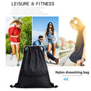 Portable Black Drawstring Bag Shoulders Backpacks for Outdoor Travel School