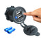 4.2A Car Motorcycle Dual USB Charger Socket Waterproof Touch Switch Power Outlet