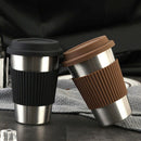 500Ml Travel Coffee Mug Creative With Silicone Lid Stainless Steel Cups And