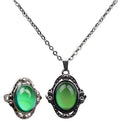 Zinc Alloy Oval Pendant Ring , Color Change Mood Necklace Choker Emotion Jewelry