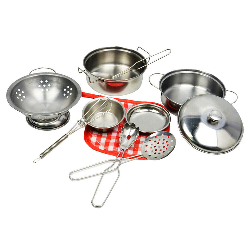 Play Stainless Steel Cookware Pots and Pans and Cooking Utensil Pretend Play