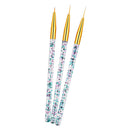 Super Fine 3 Sizes Nail Art Brush Set for Thin Lines Tiny Details Golden