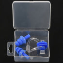 Adults Pairs Blue Swimming Silicone Ear Plugs with Nose Clip G3W2