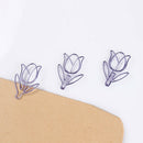12 Pcs/Box Purple Paper Clip Tulip Shaped Bookmark Stationery For Diy Diary