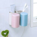 Self Adhesive Natural Wheat Straw Cup Hanger with Toothbrush Holder Wall Mo V5G8