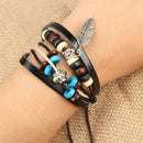 Feather Pendant Girl Lady Braid Bracelet String Band Bangle Beads   A