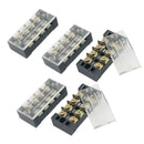 5 Pcs Dual Row 4 Position Covered Screw Terminal Strip 600V 25A I9T2