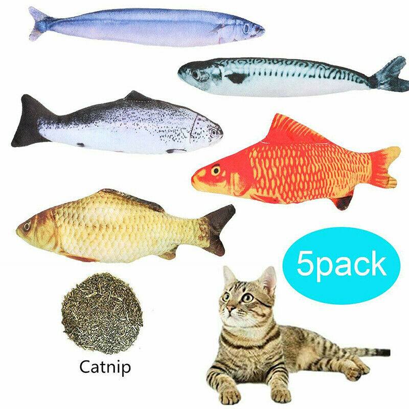 5 Pack Realistic Interactive Fish Cat Kicker Crazy Pet Catnip ToysB.SE