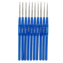 10pcs Metal Knitting Needles Crochet Hooks Kits With Ergonomic Grips 0.6-2.